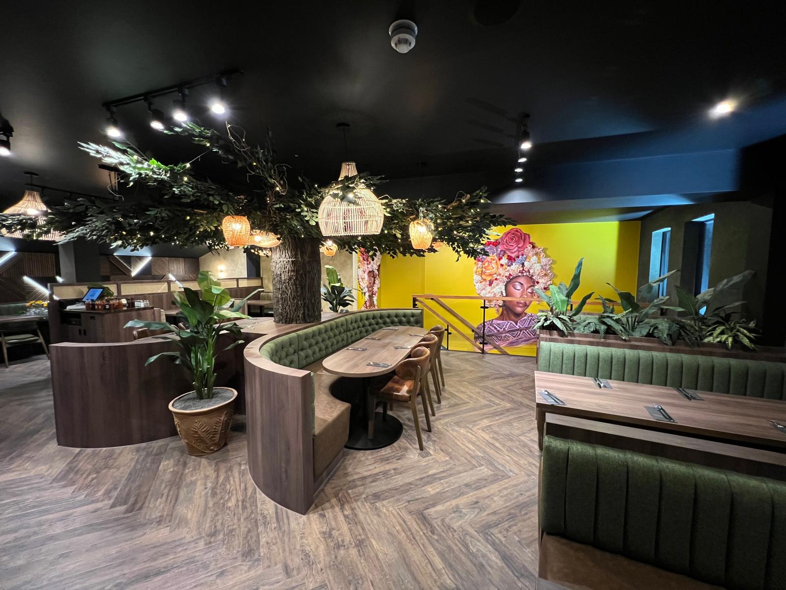 Tree installation and curved booths